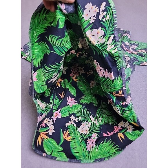 Simply Southern Hawaiian Shirt Mens XL Inside Out Blue Green Floral Stretch Camp - Picture 9 of 13